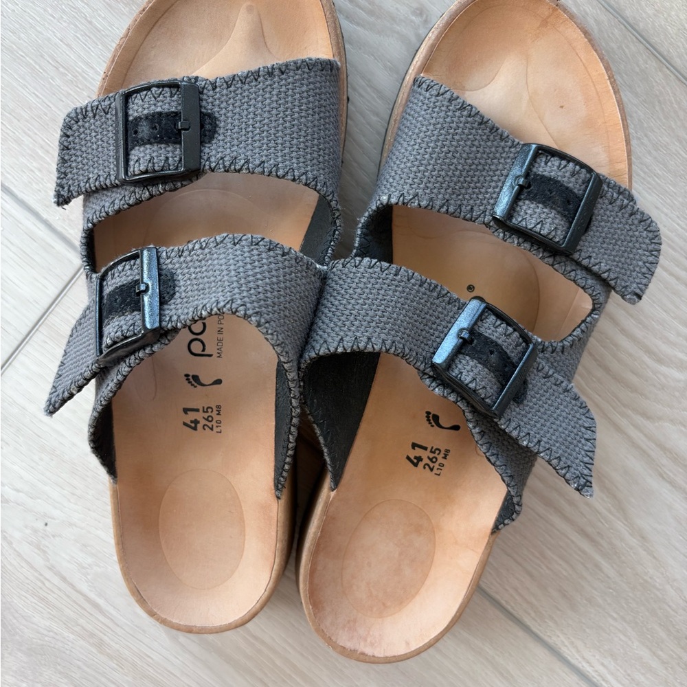 Birkenstock Gray Sandals with Adjustable Straps and Cork Footbed - Picture 2 of 6